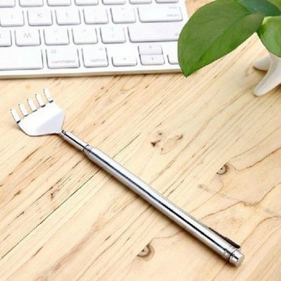 Stainless Steel Extendable Back Scratcher Portable Hard-to-Reach Areas Five-Teeth Telescoping Handle Back Scratcher Massager Tools