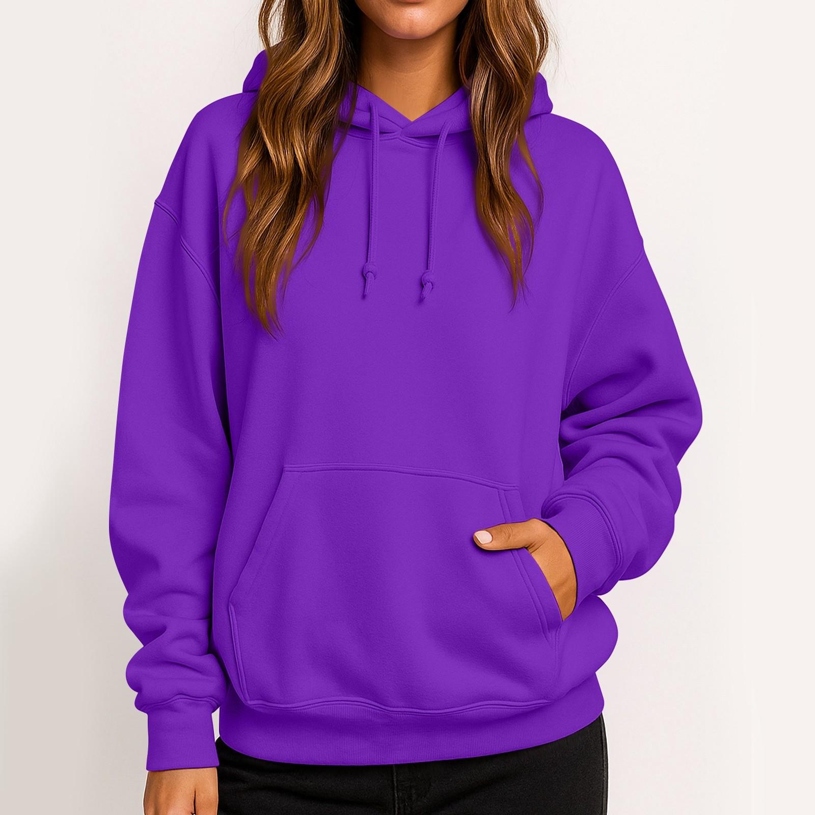 

Women s Solid Color Long Sleeved Loose Fitting Headband With Rope Hooded Sweatshirt Sweatshirt M