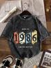 T-shirt da Donna a Maniche Corte alla Moda con Stampa Numero Retro 1986 Top T-shirt a Maniche Corte Lavato Casual Retro Collo Rotondo Abbigliamento alla Moda