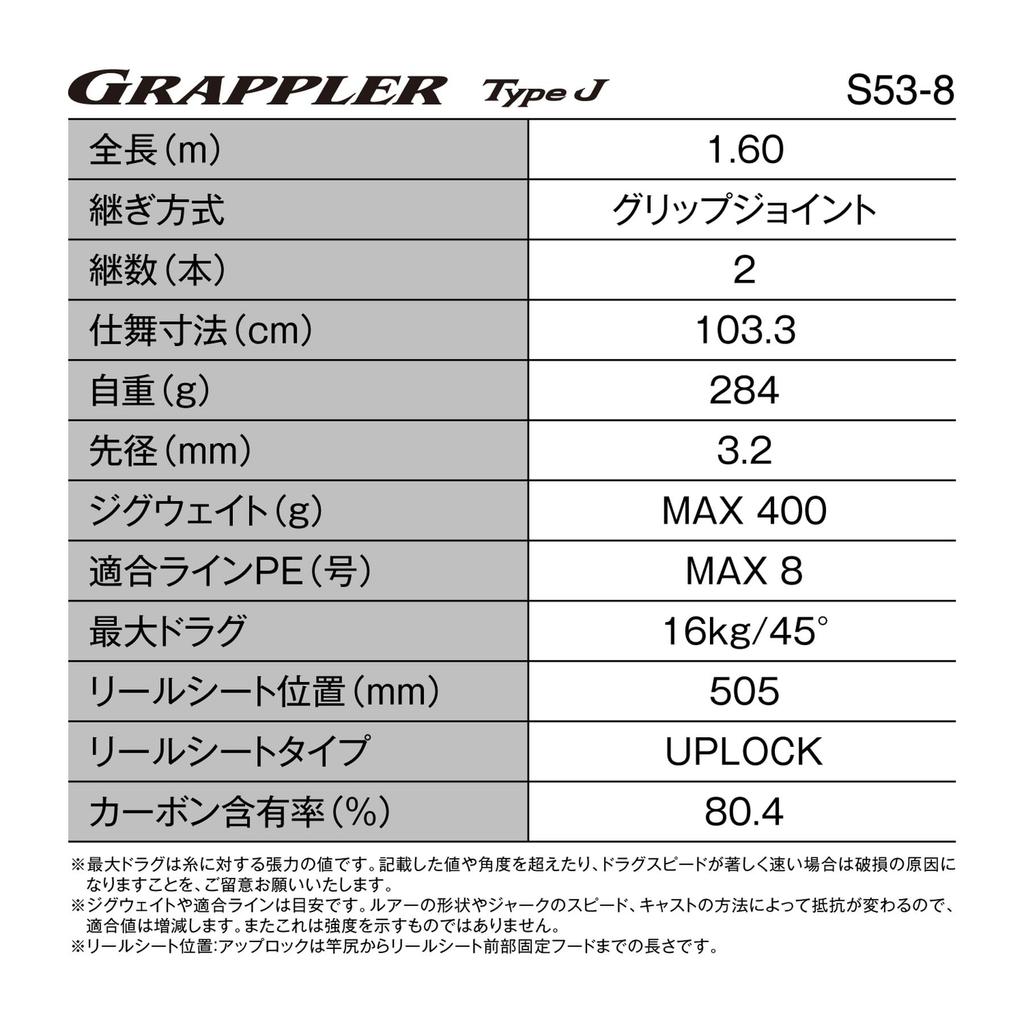 SHIMANO GRAPPLER TYPE J S53-8 offshore rod