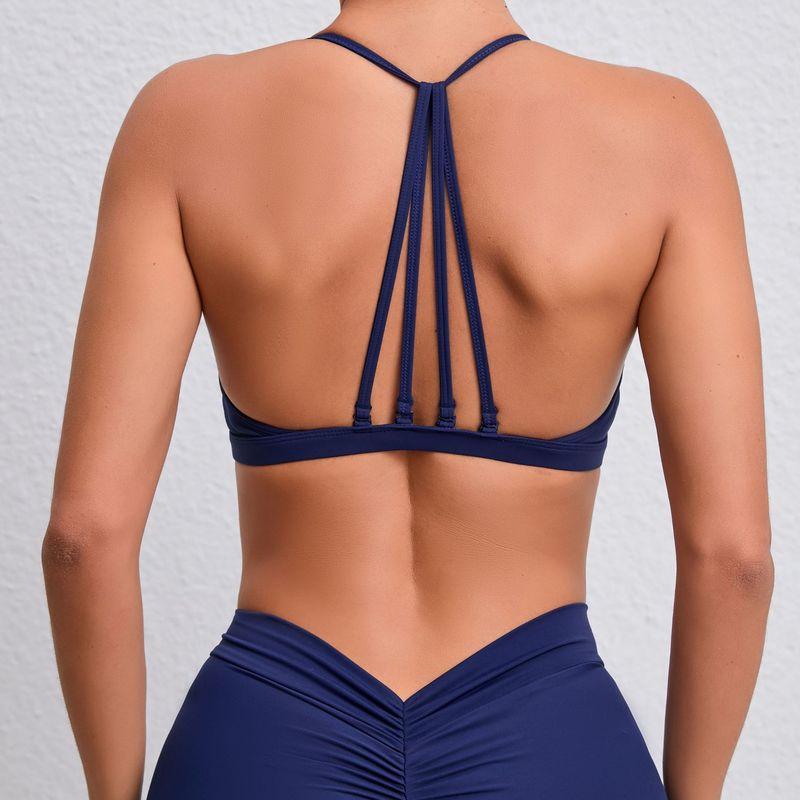 

Backless Bra Outdoor Workout Underwear Bar Yoga Clothes S Navy blue