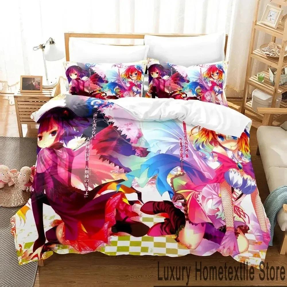 Anime No Game No Life Bed Cover Collection Comforter Cover Bed Collection Quilt Cover Pillowcase Comforter king Queen Size Size Boys Adult Bed Cover