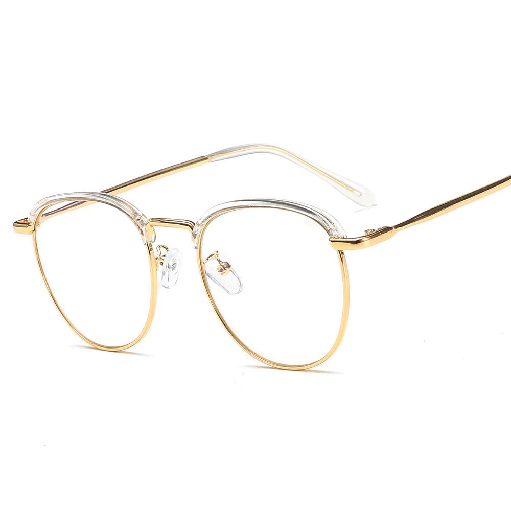 Korean Retro Half-Frame Round Sunglasses for Men & Women