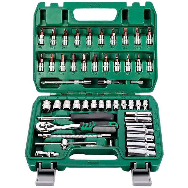 53-Piece Automotive Repair Tool Set with Ratchet Wrench and Socket Toolbox