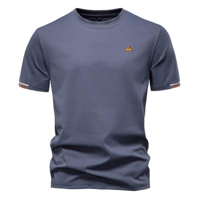 New Summer T-shirt Men's Solid Color Embroidery