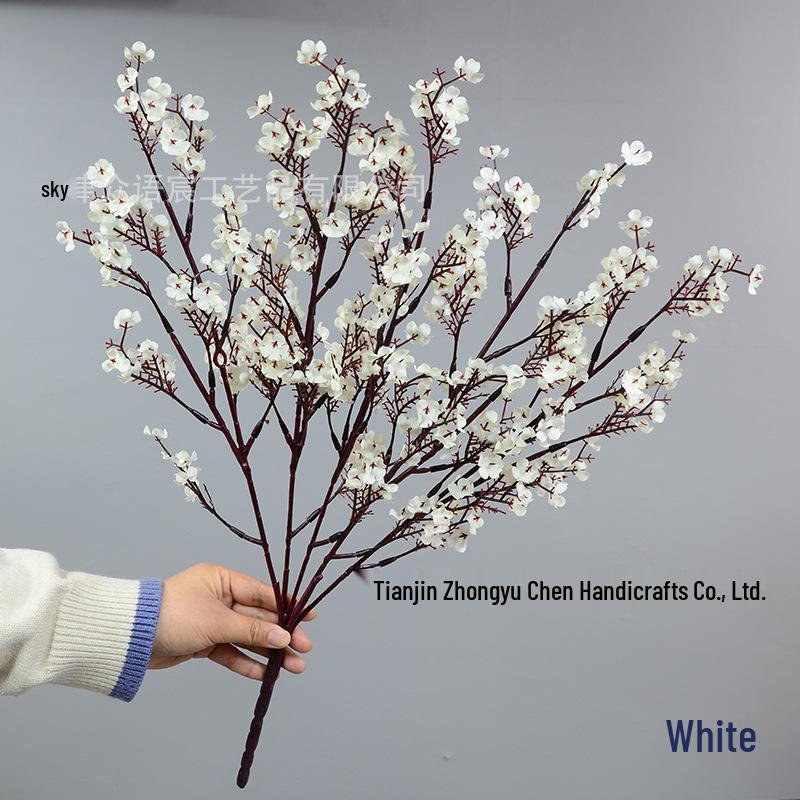 Large Silk Gypsophila Bouquet for Wedding Décor - 5-Prong Branches with Small Flowers