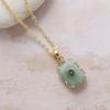 Luxury exquisite Japanese and Korean hot-selling retro natural stone crystal geometric pendant copper-plated real gold necklace, couple jewelry