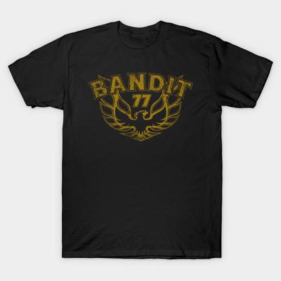 Asiatisk Storlek Herr Svart Tryckt T-shirt Bandit 1977 No-Cut Värmeöverföringstryck Bomulls-T-shirt
