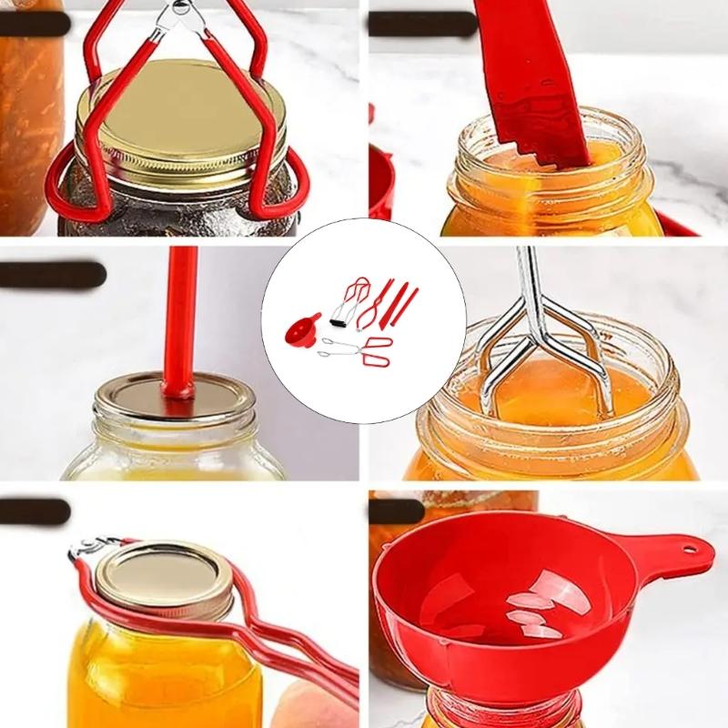Nonrust Steel Canning Supplies 6PCS Jar Opener Lid Lifter Bubble Tool Heatproof Kitchen Accessories For Handmade Jams Pickle