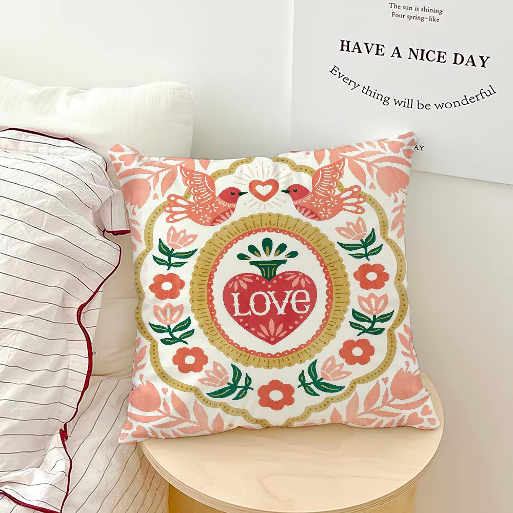 

love flower fashion pattern cushion cover Comfortable soft Pillow Case for Sofa Living Room Home office Decor Protective Covers 30x30CM(12x12in)