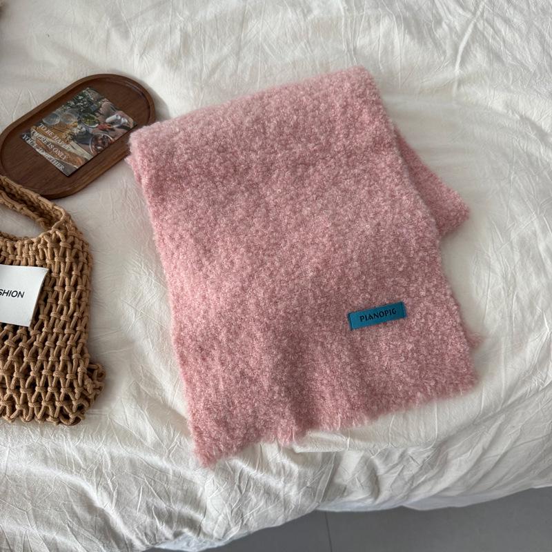 

Унисекс шарф в корейском стиле из смесовой шерсти с короткой бахромой - Элегантная цветовая палитра