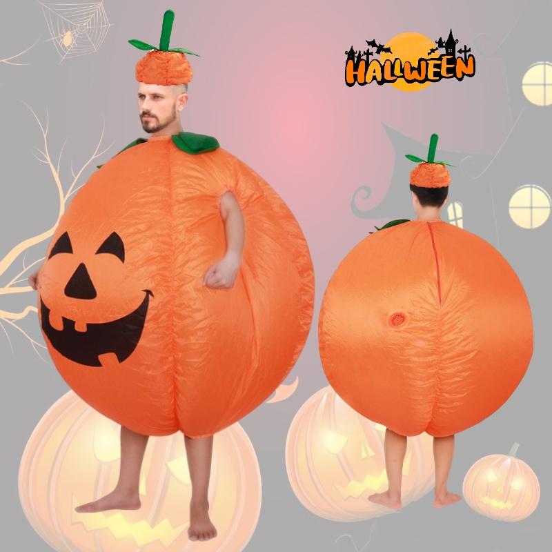 Pumpkin Halloween Costume Inflatable Suit With Cartoon Doll For Walking