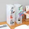 1pc White/Black Transparent Multifunctional Large Capacity Desktop Stationery Pencil Storage Box