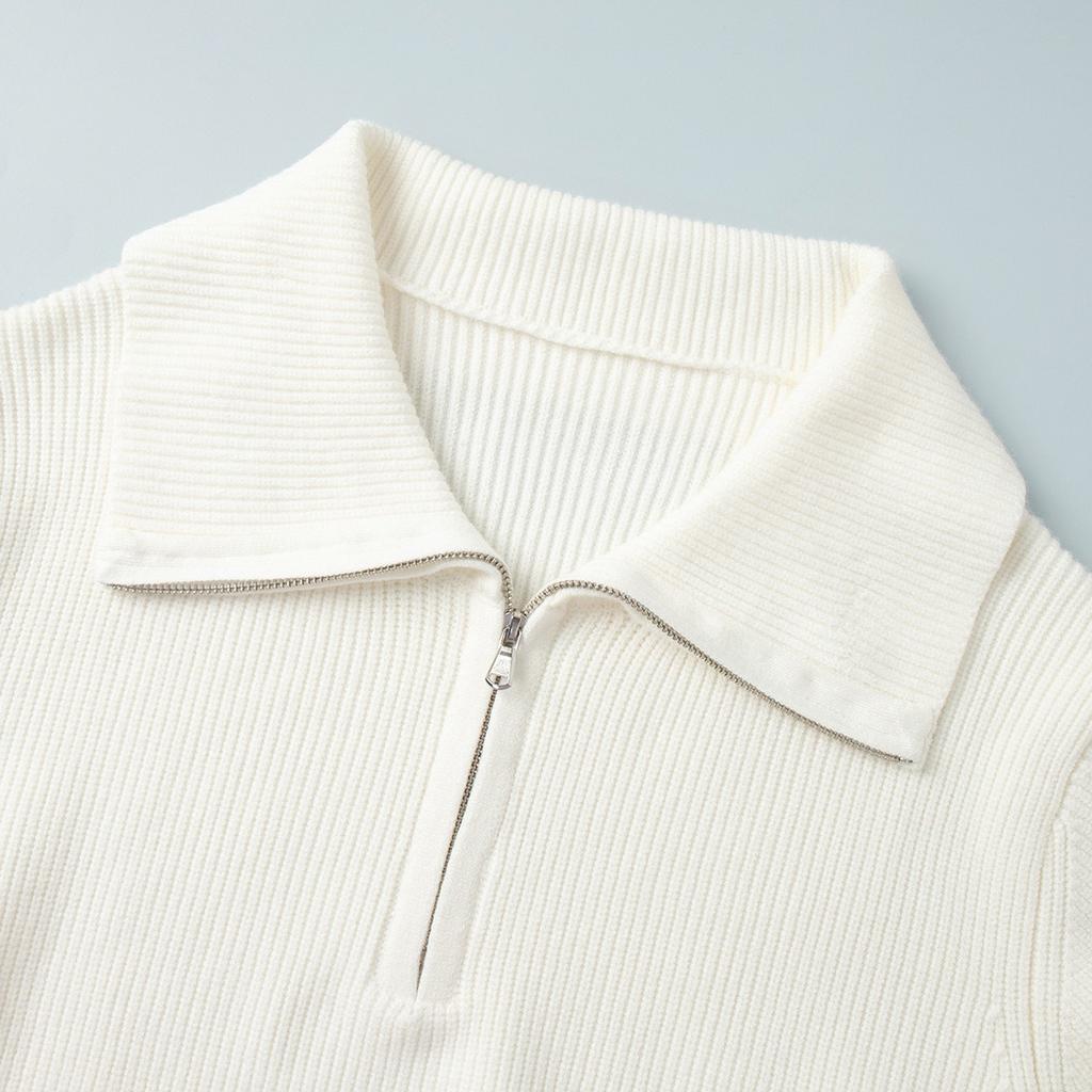 2025 Herbst Winter Neues Damen Strickpullover Set mit Halbreißverschlusskragen Langarm Weitbein Hose Outfit für Europa und Amerika