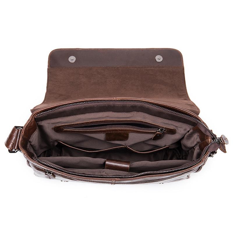 Genuine Leather Men's Crossbody Bag Minimalist High-End Large Capacity Horizontal Flap Design Daily Commuter Shoulder Bag