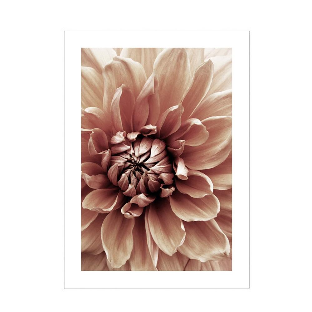Taj Mahal plakatutskrift Beige lerretskunst Veggmaleri Dahlia Vase Palmeblad Veggmaleri Stue Nordic Living Room Home Decoration