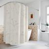 Beige Floral Shower Curtain Linen Style Botanical Pattern Waterproof Bath Curtain Minimalist Bathroom Decor Home Accessory