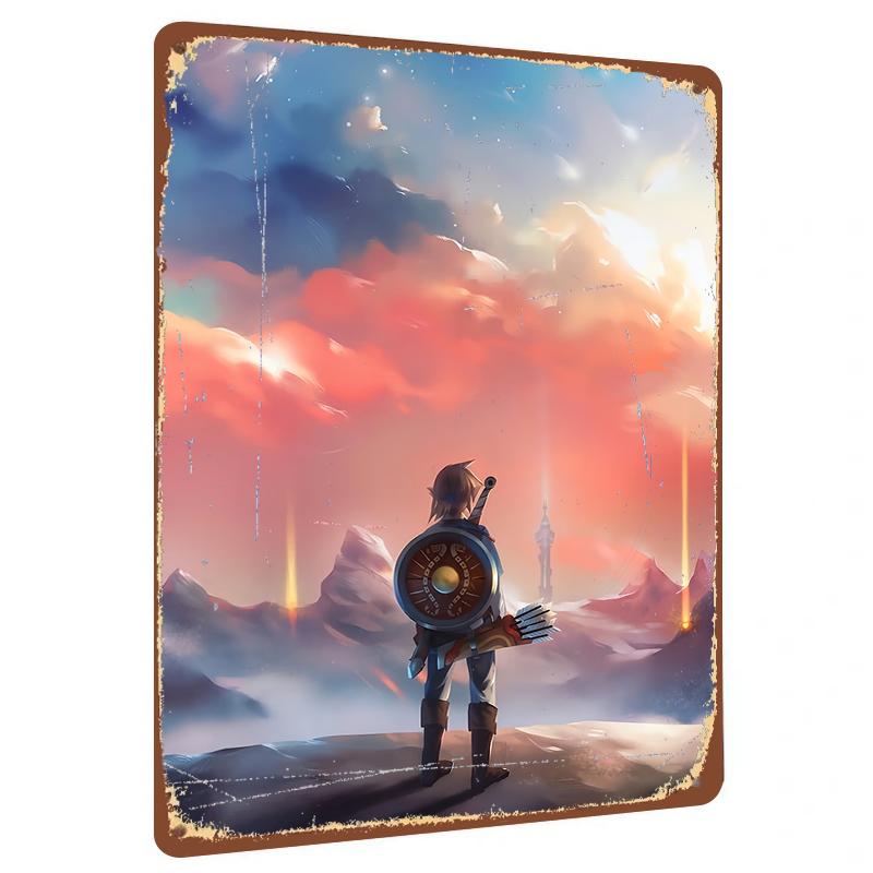 

Fantasy Adventure Game Character Backdrop Metal Wall Art Sunset Cloudscape Decor for Living Room Study 20x30cm（7.8x11.8inch）