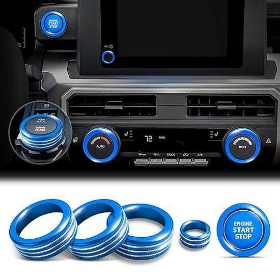 Decorative Ring Set for Toyota Tacoma ’24-'25: Fits Air Conditioning and Volume Knobs