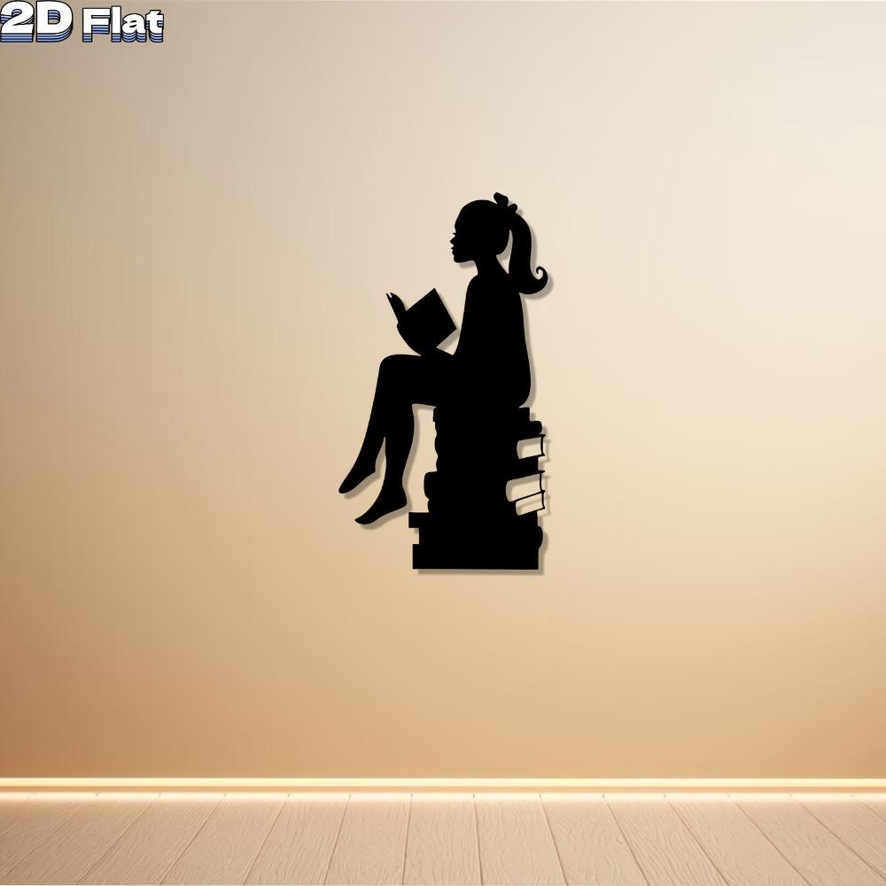 Iron Wall Art Silhouette Reading Girl Metal Sculpture Halloween Gift Modern Home Decor