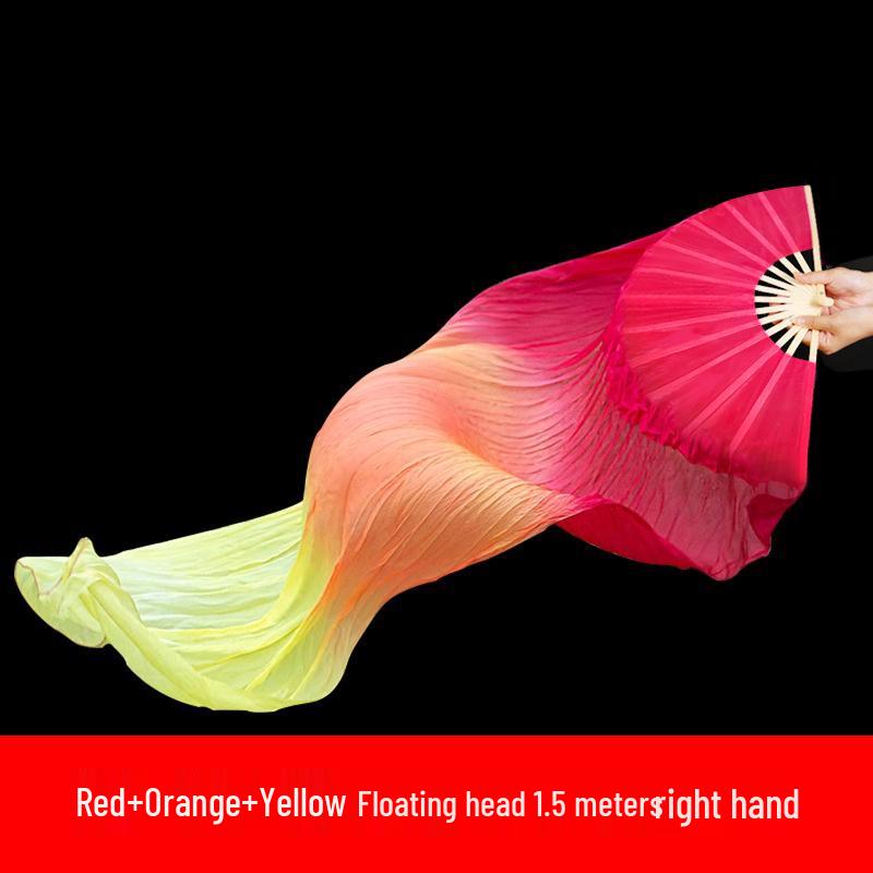 

Двусторонний длинный шелковый танцевальный веер со стримером для выступлений в стиле янгко и на площади