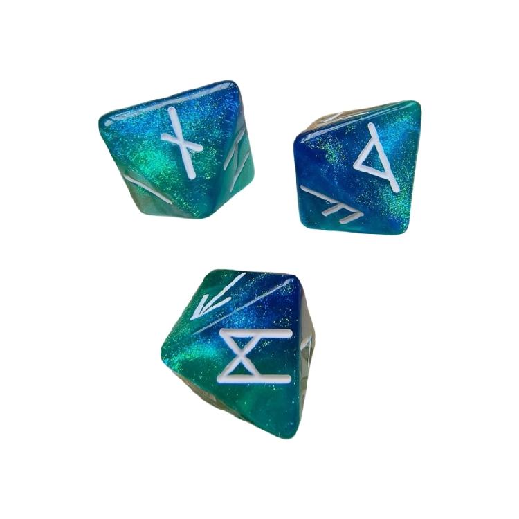 

3pcs Mystical Divination Dices 8-Sided Astrologys Learning Prediction Dices for Tabletop Game Collector зелений/синій