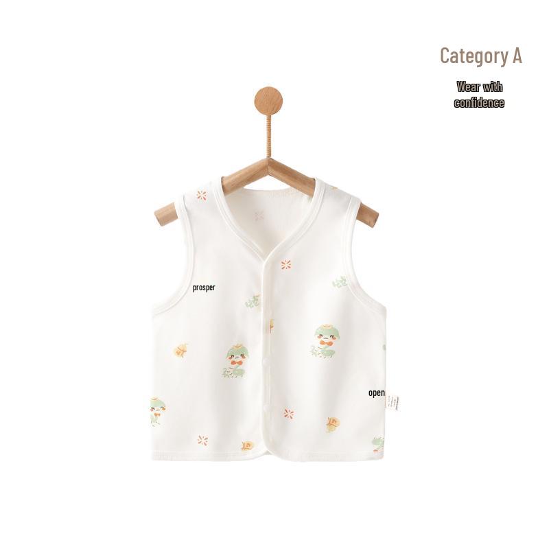 Spring Festival Cartoon Baby Vest - Red, Padded, Pure Cotton for Boys & Girls