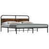 Metal Bed Frame Without Mattress Smoked Oak Finish 180 X 200 Cm