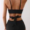 Solid Color Strappy High Waist Sexy Bikini Split Swimsuit Swimsuit
