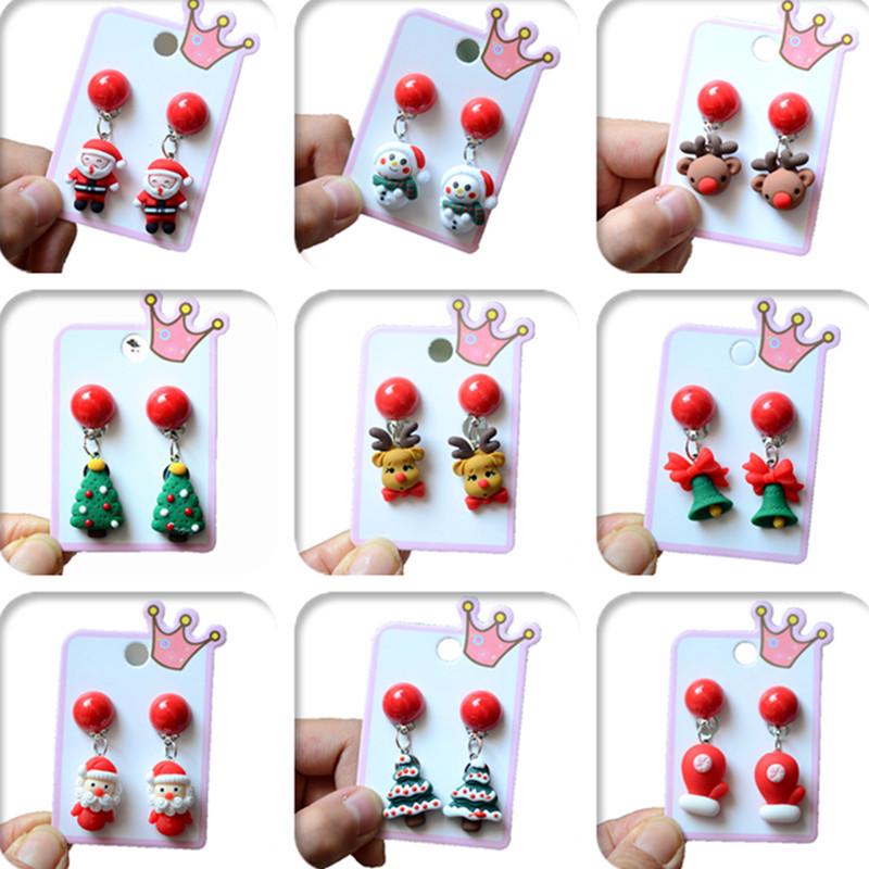 Colorful Acrylic Santa Claus Cartoon Earrings – Parent-Child Style Clips
