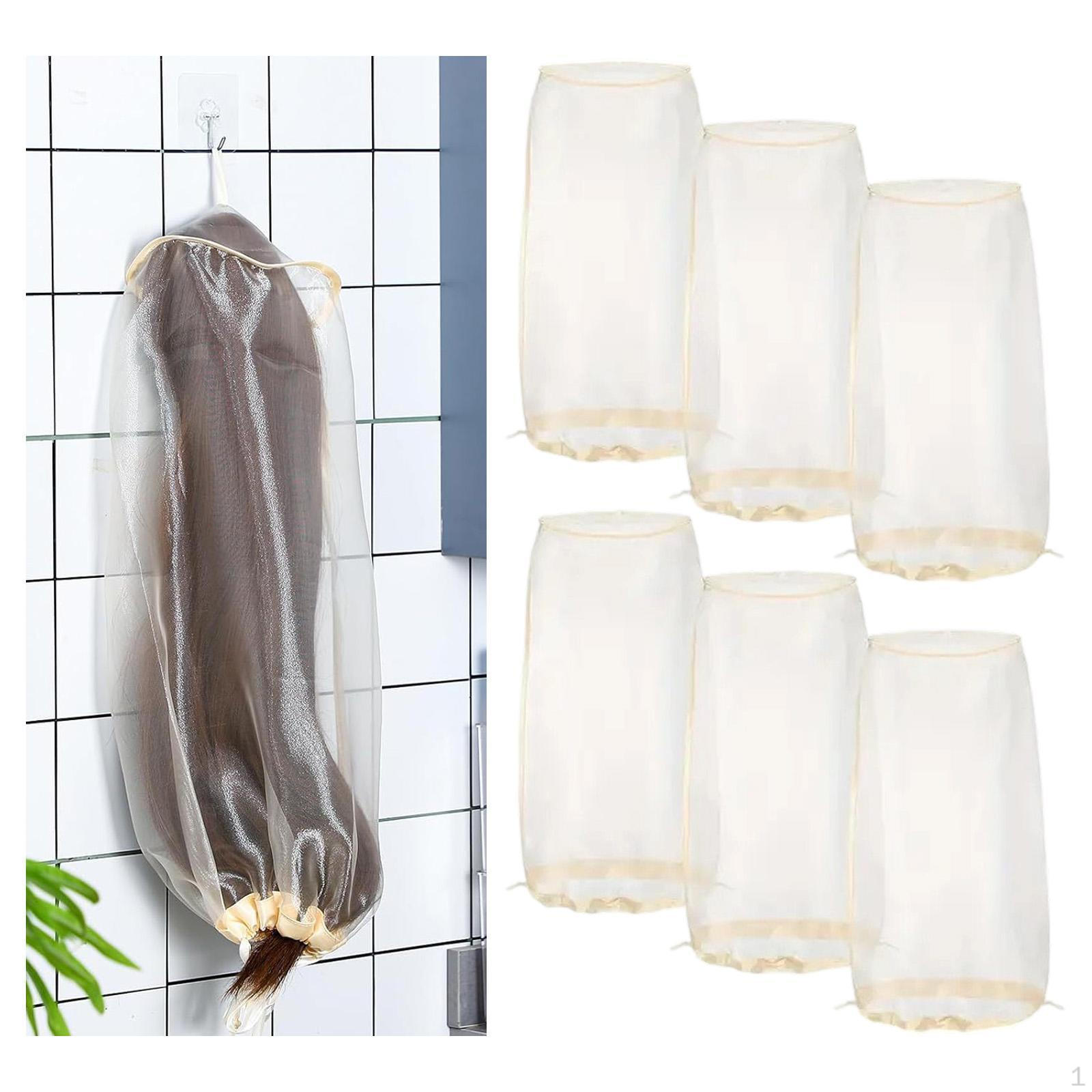 

6 Pack Wig Cover Bags for Hair Extensions, Travel And Home Storage чорний