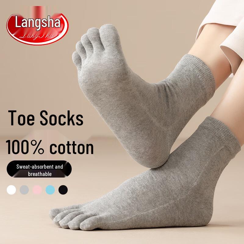 Langsha Women s Five-Toe Ankle Socks One Size