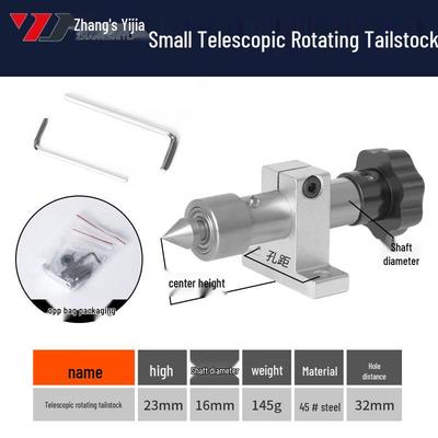 Mini Woodworking Lathe Telescopic Tailstock with Thimble