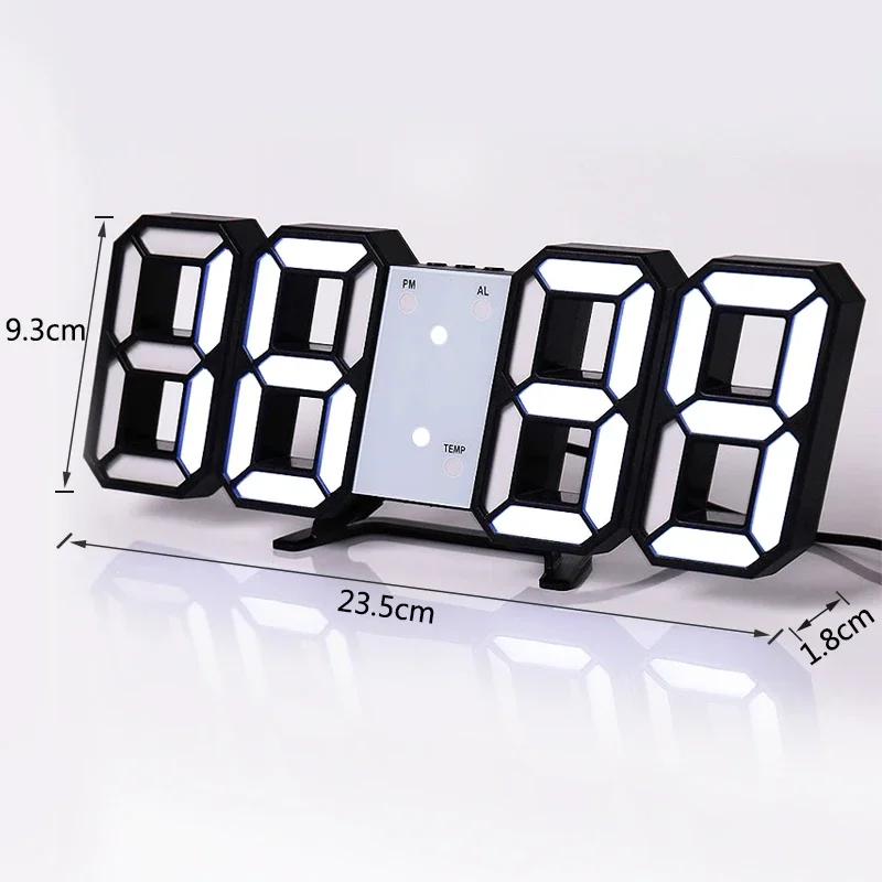 3D LED Digital Clock wall deco Glowing Night Mode Adjustable Electronic Table Clock Wall Clock decoration living room LED Clock