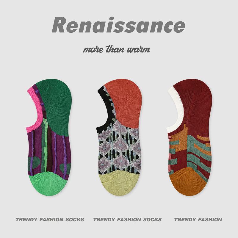 Socks, Women, Summer Thin, Breathable Short Socks, Retro Relief, Knitted, Non Falling Heels, Invisible Ship Socks