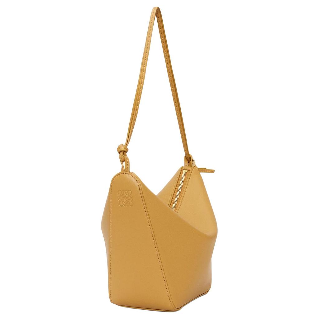Loewe Hammock Embossed Letter Puzzle Zipper Closure Leather Hobo Bag Women Bags Desert-Yellow A538G13X01-6715