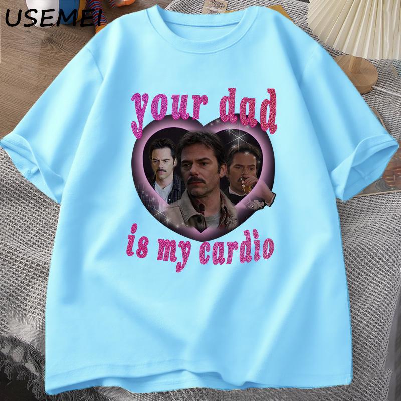 Your Dad Is My Cardio Tshirt Daddy Swan Tee Shirt Unisex Women Graphic Printed Tshirt Crewneck Loose Tops Fashion Clothes
