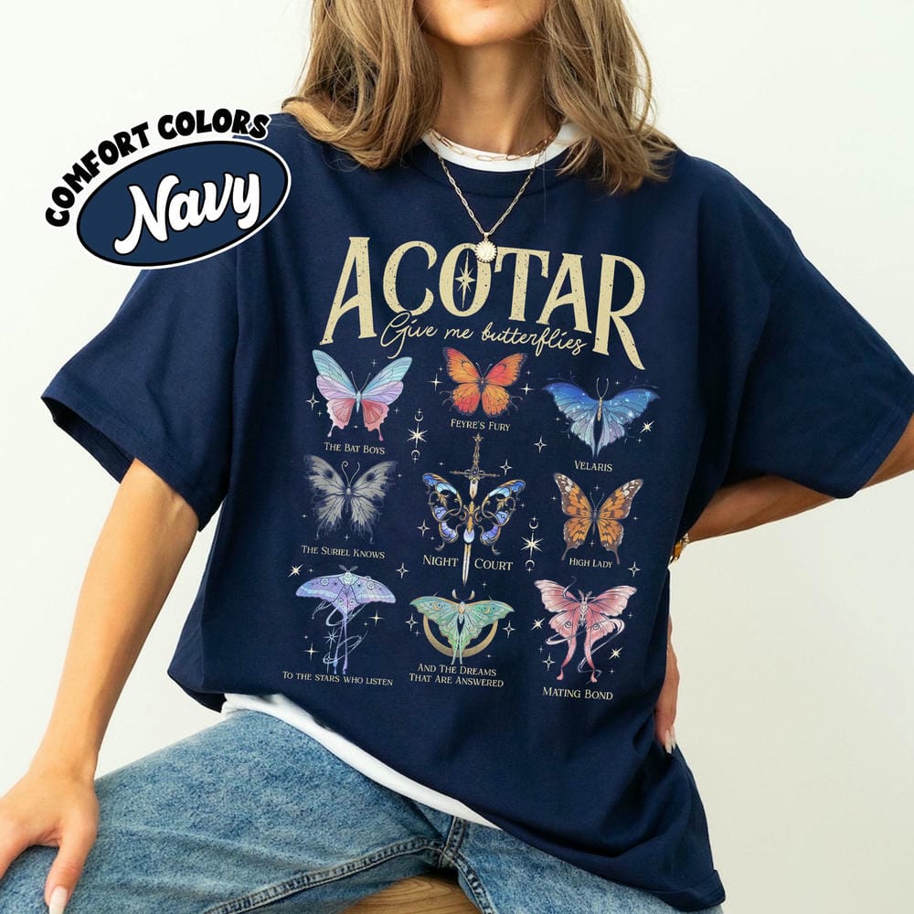 Women Casual Acotar Butterflies Comfort Unisex Tee For Fan Fantasy Funny Acotar Give Me Butterflies Outfit Book Tee Streetwear S