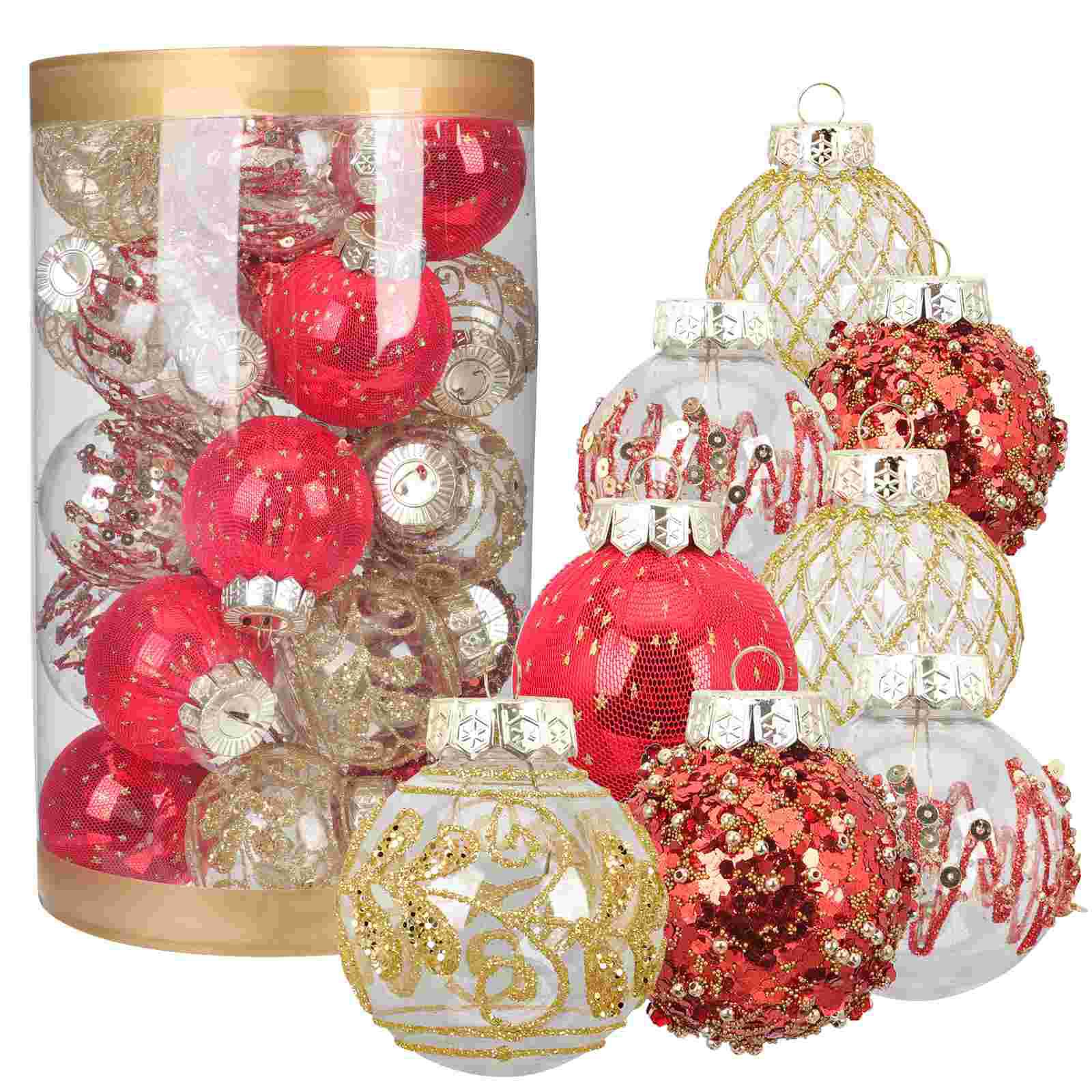

25 шт. Украсить Рождественские украшения Прозрачные украшения Пластиковые шары Белый Рождественский шар Подвеска красный