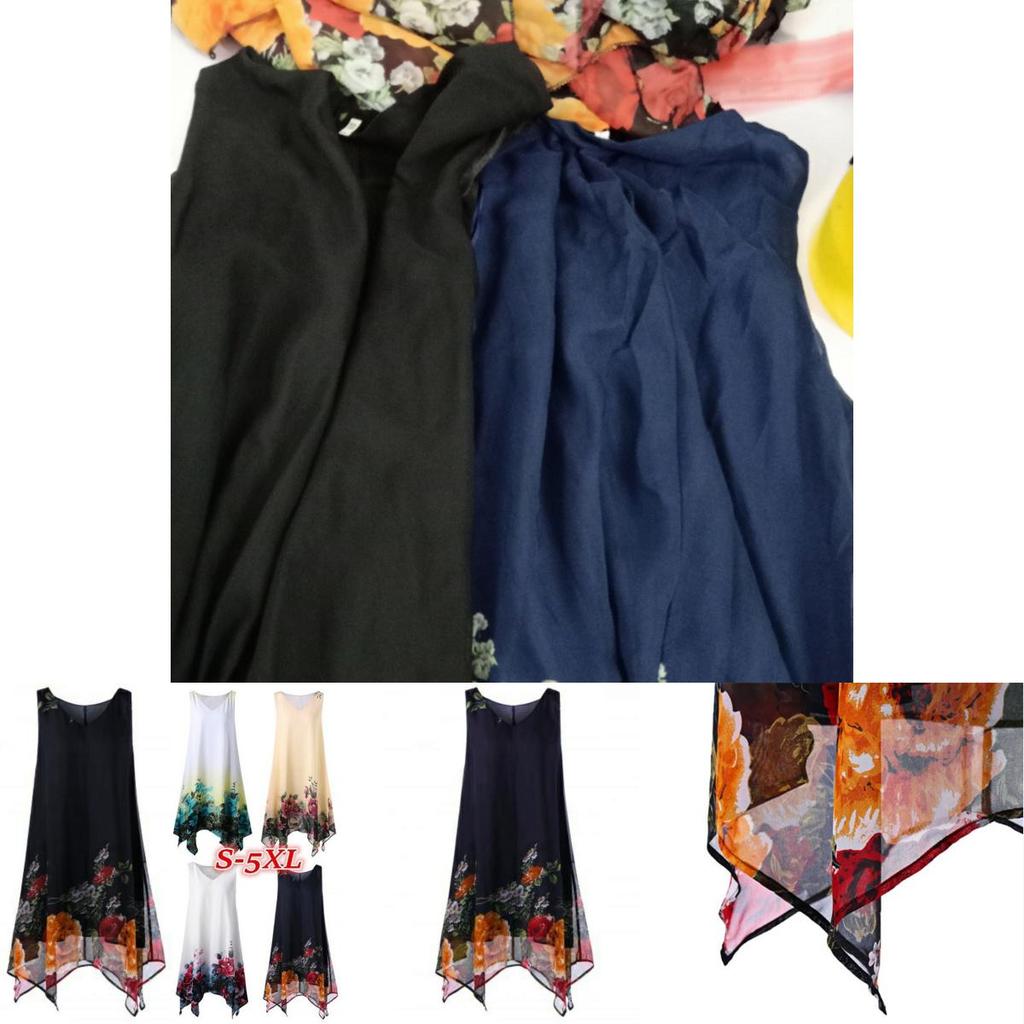 Modisches Sommerkleid in Übergröße für Damen, ärmellos, V-Ausschnitt, bedruckt, für mühelose Eleganz, Premium-Qualität