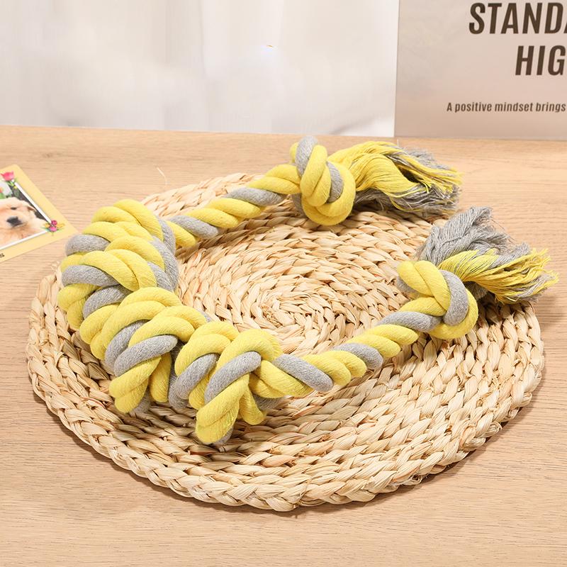 Hot Sale Pet Cotton Rope Dog Toy Chew Resistant Toy Cotton Rope Six Knot Suitable for All Dog Breeds Pet Supplies