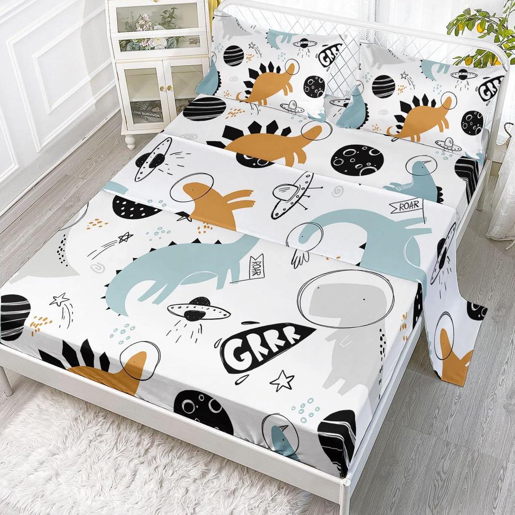 Cartoon Animal Sea Lion Pattern Bed Hat Four-Piece Bedding Set Bedroom Dormitory Bedding Decoration