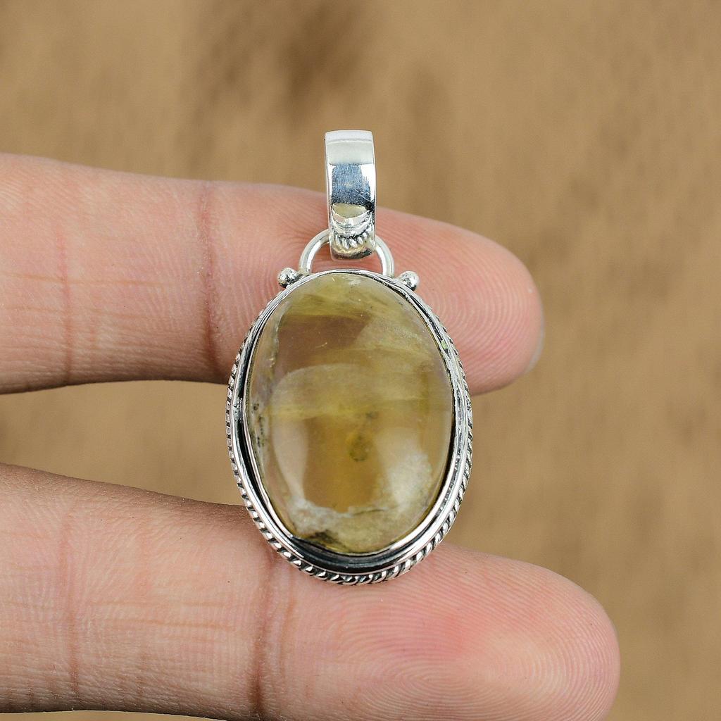 Gift For Women Jewelry Pendant 925 Sterling Silver Natural Fluorite Gemstone