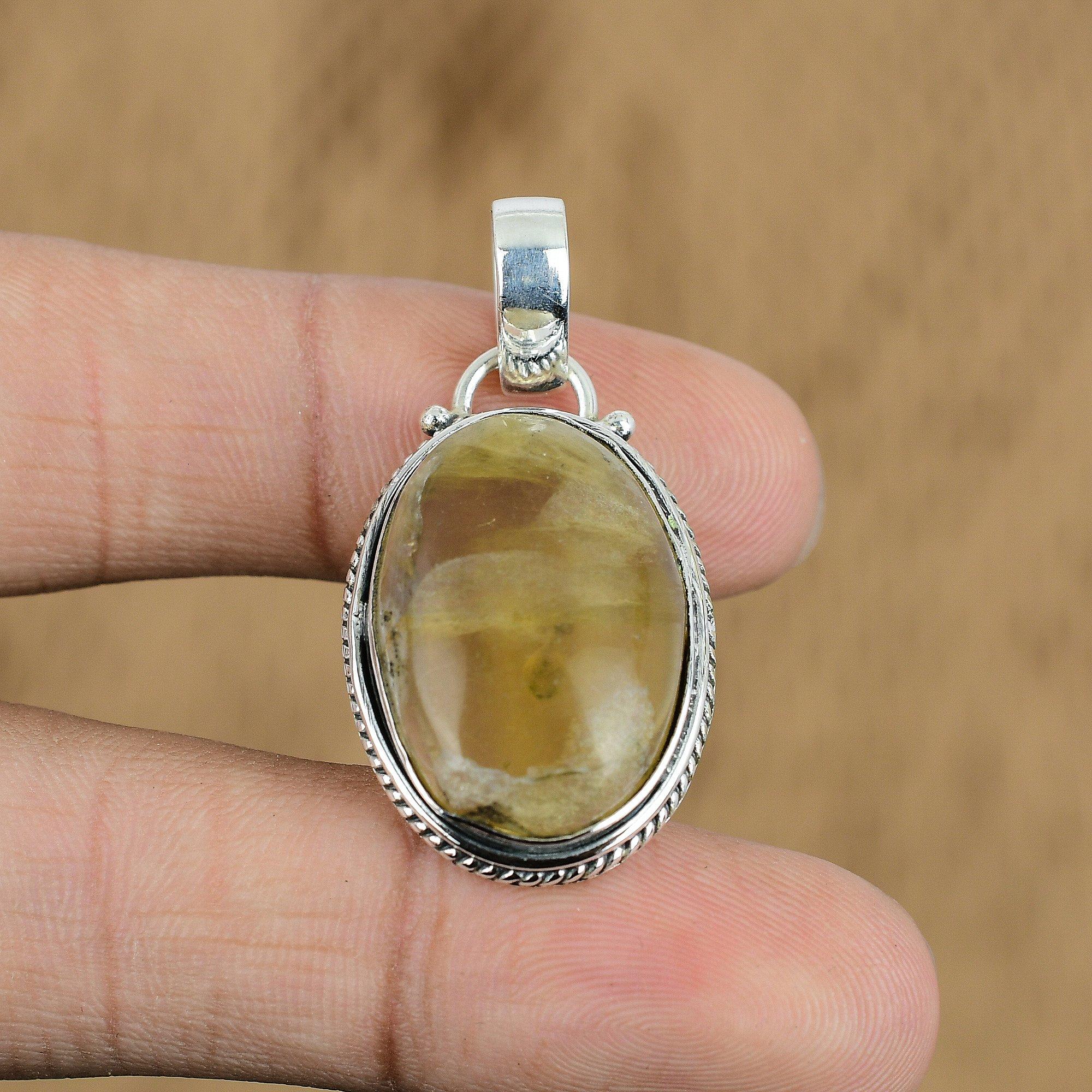 

Gift For Women Jewelry Pendant 925 Sterling Silver Natural Fluorite Gemstone