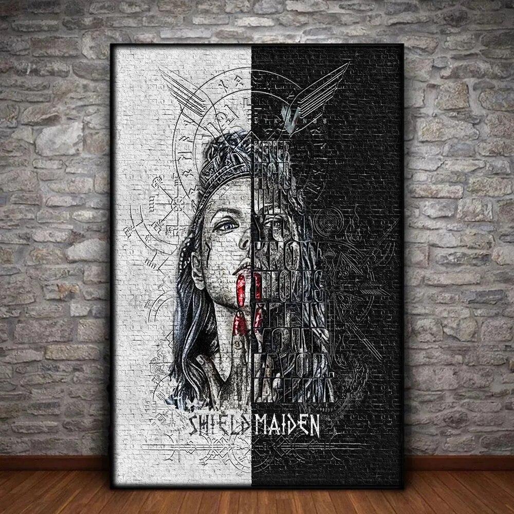 Ragnar Lothbrok Wikinger, abstraktes Poster und Druck, Leinwandgemälde, Wandkunst, inspirierendes Bild für Wohnzimmer, Heimdekoration, Geschenk, ohne Rahmen