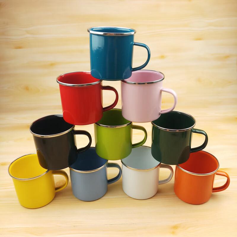 OLOEY Retro Enamel Coffee Mug with Carrying Rope