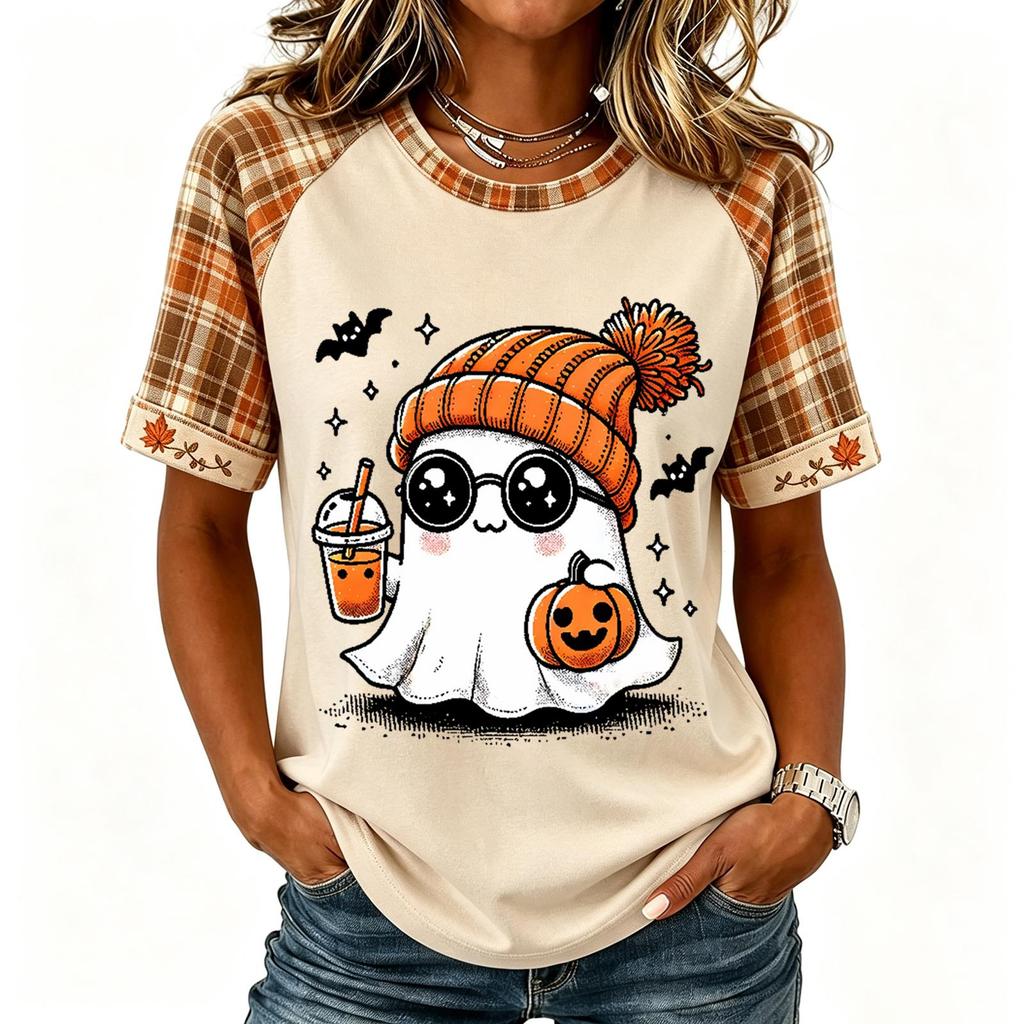 Women's Short Sleeve Raglan T-Shirt Round Neck Letter Print Casual Tee