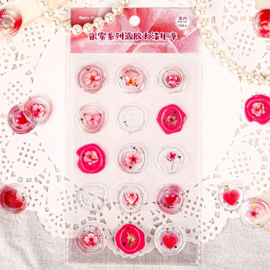 18pcs/20pcs Bag Wax Seals Stamp Sticker for Kid Vintage European Style Candy Color Sticker for Children DIY Decroative Scrapbook