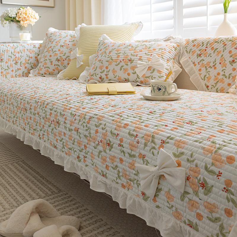 Small Fresh Sofa Cushion Four Seasons General Cotton Simple Cover Backrest Towel Cover Full Anti-slip Four Seasons Anti-slip Mat.