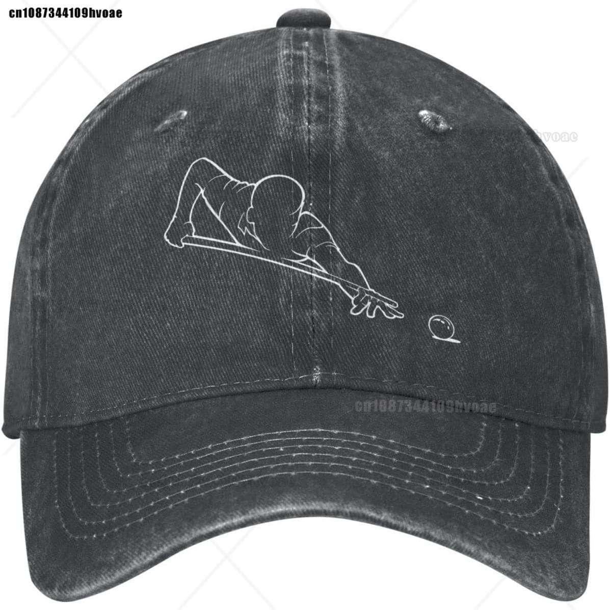 

Retro Vintage Pool Billiard Players Baseball Caps Distressed Washed Hat Adjustable Black Dad Hats One Size